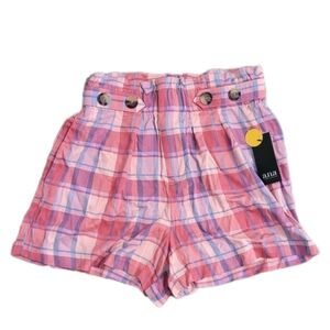 NEW A.n.a Women's Shorts Red Pinwheel Preppy Paperbag Plaid Golf Size 2 Pockets